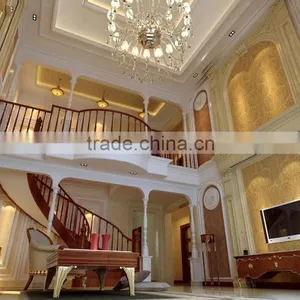 Luxury Golden Italian Style 3d Rendering Interior Design for Staircase and Entrance of Noble House BF11-08283d thumbnail-4