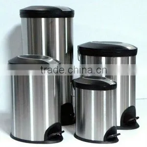Oval Stainless Steel Waste Bin With PP Lid thumbnail-1