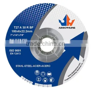 7"(180x6x22.2mm) Depressed Center Resin Bonded Reinforced Grinding Wheel For Metal thumbnail-1