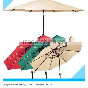 8ft-9ft-10ft Patio Solar Umbrella LED Light Tilt Deck Waterproof Garden Market Umbrella Aluminum Crank Tilt Deck Yard Beach thumbnail-1