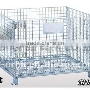 Service Supplies Folding Stackable Container Wire Mesh Basket Warehouse Cage thumbnail-1