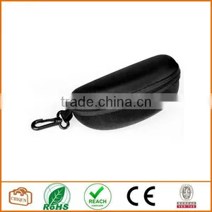 Fashion Portable Safety Hard Zipper Box Case With Carabiner Hook Keyring for Glasses Sunglasses Black thumbnail-3