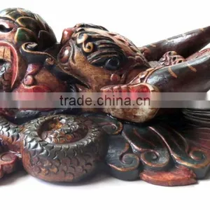 Hand Crafted Wooden Mask of Garudh Wall Hanging Made In Nepal thumbnail-3