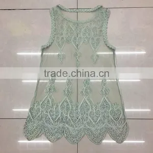 Women Jinhua Stock Apparel Cheap Lace Sexy Sleeveless Transparent Tops thumbnail-6