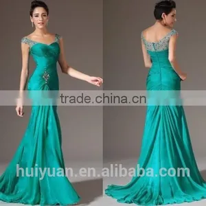 2015 Fashion Long Green Chiffon Women Evening Dinner Dress thumbnail-1