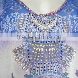 DIGITAL Print Crystal Embellished Kaftan CAFTAN Tunic Poncho Blouse thumbnail-3