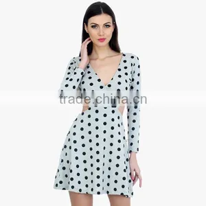 Grey Colored Printed Dress Latest High Waist Dress Patterns thumbnail-4