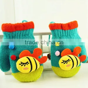 TC13012 Hot Selling Cute Rabbit Fur Gloves for Baby, Cheap Winter Knitted Fleece Fingerless Baby Gloves Wholesale thumbnail-1