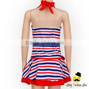 YZA-002 Yihong Cute Stripe Stylish Little Girls Sleeveless Bow Dress Designs Swimsuit Onesie Kids Swimming Wear thumbnail-6