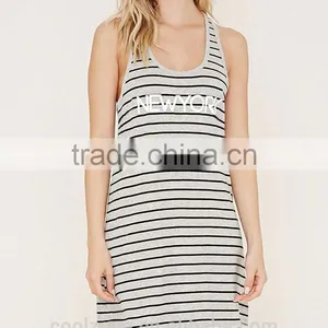 2016 Wholesale Scoop Neck Stripe Custom Print New York Night Dress Women thumbnail-2
