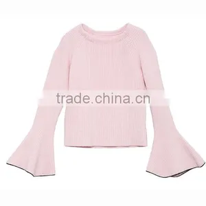 Winter New Fashion Wide Cuff Knitted Crewneck 100% Cotton Sweater With Wholesale Peice thumbnail-6