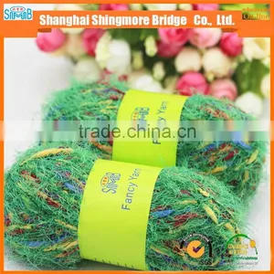 China Fancy Yarn Exporter Best Wholesale Oeko Tex 100% Spun Dyed Polyester Feather Yarn Lantern Knitting Yarn for Carpet thumbnail-4