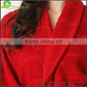 Wholesale Cotton Blue Red Down Robes Velvet Tartan Design Bathrobe Couples Bathrobe thumbnail-3