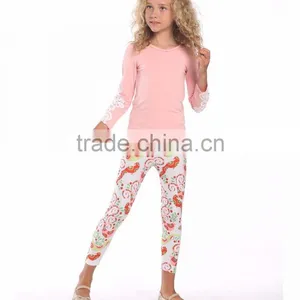 Wholesale Baby Girl Pink Crochet Lace Top With Cotton Ruffle Pant thumbnail-1