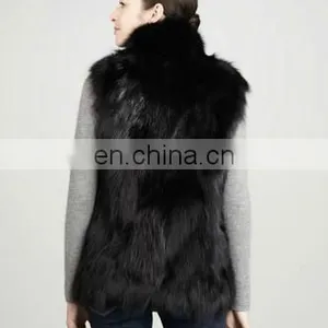 Stand-collar Fox Fur Vest,black/quality Supplier+OEM+ODM thumbnail-2