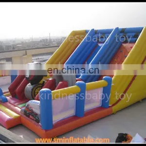 Funny Giant Inflatable Car Bouncer Slide,Inflatable Jumping Obstacle With Slide,inflatable Dry Slide for Kids and Adults thumbnail-1