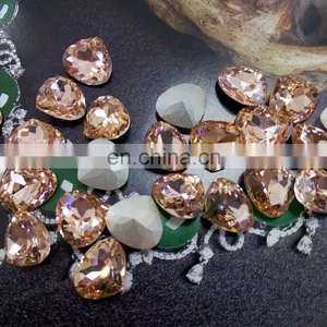 Crystal Vitrail Medium Jewelry Elements, Peach Heart Crystal Stones With Back Foiled thumbnail-5