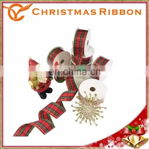 1.5" Merry Christmas Plaid Ribbon Rolls For Decorative Available thumbnail-4