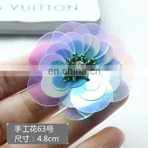 New Handmade Flower Sequins Sew On Patches Pearl Beaded Embroidered Applique Badge Fabric Apparel Bag Shoes thumbnail-3
