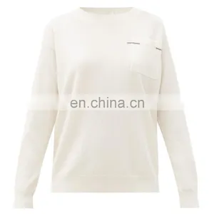 DiZNEW Unisex Women Wool Cashmere Crew Neck Pocket Cardigan Sweater thumbnail-2