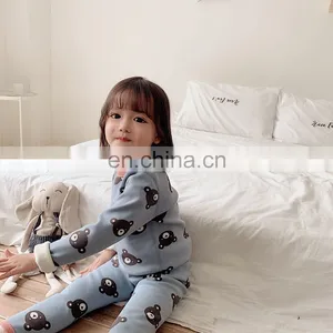 4142/2020 Newest Winter Fashion Fleece-lined Kids Pajamas Sets Causal Cute Warm Toddler Girl Sets thumbnail-2