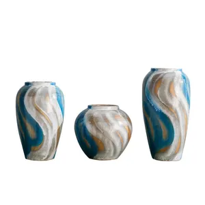 Mediterranean Simple Style Abstract Hand Paint Colours Ceramic Vase For Table Decoration thumbnail-5