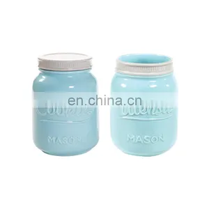 250ml New Factory Custom Empty Decorative Mini Ball Round Small Wide Mouth Ceramic Mason Jar With Lid thumbnail-1