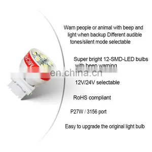 12 Smd Led Car Reversing Light Bulb 12V With Alarm Horn thumbnail-2