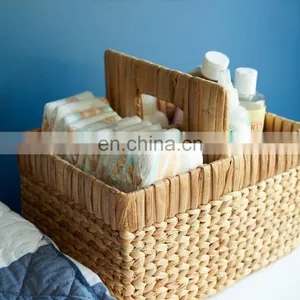 Hot Water Hyacinth Natural Wicker Diaper Caddy Home Decoration Storage Wicker Basket In Bulk Wholesale Vietnam Supplier thumbnail-3
