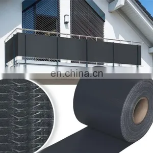 0.19*50m Pvc Tarpaulin Vinyl Privacy Fence Stripe, Green Grey Color Strip Tarpaulin for Garden Fence thumbnail-2