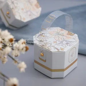 Flower Pattern Candy Package Box Wedding Favors Gift Box With Handle thumbnail-2