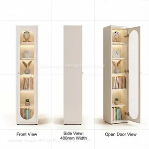 French Arch Steel Bookcase Wholesale, Cold Rolled Steel Frame, Tempered Glass Door, 15.75 x 13.8 Inches, Interior Design Project Supplier thumbnail-5