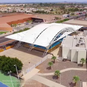 Newly Built Membrane - Structure Basketball Court Roof Supported by Pipe Trusses, Design of Membrane - Structure Badminton Hall Supported by Grid and Construction Budget thumbnail-3