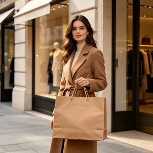 Custom Kraft Paper Shopping Bags With Logo Eco Friendly Recyclable Packaging Bags for Retail Brands thumbnail-5