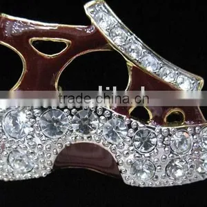 Rhinestone Coffe Shoe Brooch Pin thumbnail-1