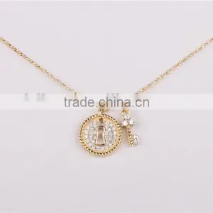 Wholesale Fashion Silver Lock and Key Pendant 925 Solid Silver Gold Plated Necklace thumbnail-2