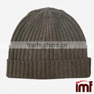 Ladies Ribbed 100% Cashmere Beanie Hat thumbnail-3