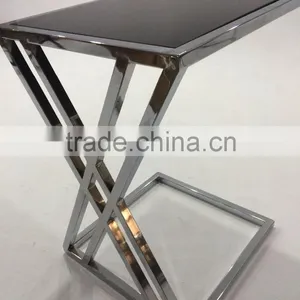 Modern Black Metal Glass Coffee Table thumbnail-4