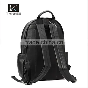 Pure Black High Quality Blank pu Leather Backpack Bags thumbnail-3