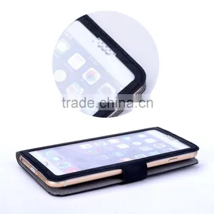 Durable Mobile Phone Leather Universal Case With Big View Window thumbnail-3
