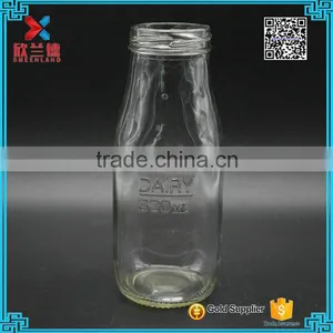 Empty French Square Clelar Glass Milk Bottles With Screw Cap 320ml thumbnail-5
