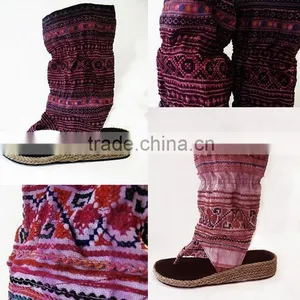 Tribal Fabric Sandals, One of a Kind Vegan Friendly Hand-dyed Ethnic Flip Flops thumbnail-3
