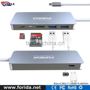 New Design Aluminium Housing Usb c Hub and Card Reader Combo for Macbook thumbnail-1