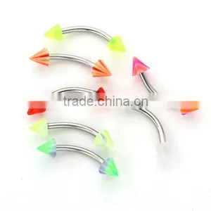 Multicolor Charming Fake Cheap Unique Acrylic Cone Stainless Steel Eyebrow Rings Body Piercing Jewelry thumbnail-1
