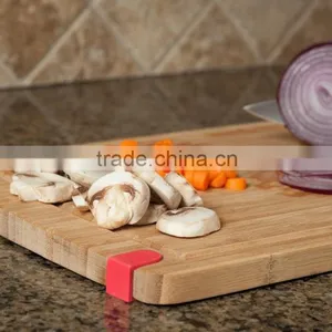 Nonslip Bamboo Cutting Board With Silicone Rubber Corner Tab for Slip Resistance Chopping Board With Handle and Juice Groove thumbnail-2