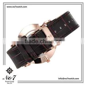Stylish Quartz Timepiece for Man With Brown Genuine Leather Strap and Alloy Case thumbnail-3