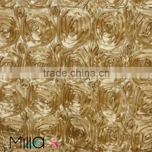 132" Round Table Cloth Wedding Rosette Table Cloth thumbnail-5