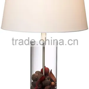 11.22-2 Bottom Metal Trim in Shimmering Collectible or Decorative Objects Glass and Steel Cylinder Fillable Table Lamp Quality Choice thumbnail-3