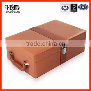 Customize Handmade PU Leather Wooden Box Wine Packaging Gift Box/Wine Bottle Carrier Case thumbnail-1