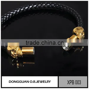 Couple Leather Stainless Steel Bracelet/skull Bracelet Jewelry Wholesale thumbnail-2